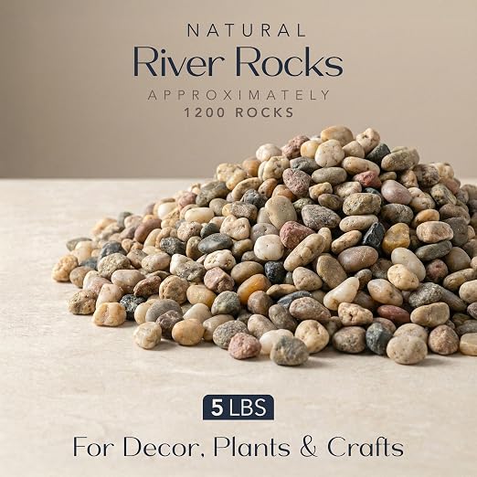 Royal Imports River Rocks, Aquarium Gravel – Natural 0.5"- 0.75" - 5 lbs | Decorative Ornamental Vase Filler Pebbles for Potted Plants, Terrariums, Vases, Succulents, Fish Tank Gravel, DIY & Crafting