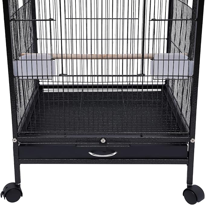 Bird Cage 40-Inch Metal Pet Bird Flight Cage with Play Open Top and Rolling Stand, Large Finch Bird Cage with Anti-Escape Door for Conure Canary Parekette Macaw Cockatoo Budgie Cockatiels Parrot