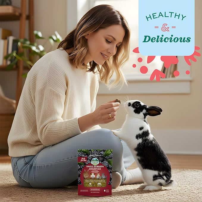 Oxbow Simple Rewards BlackBerry & Basil Treats, Great as Chinchilla, Hamster, Rodent, Guinea Pig & Rabbit Treats, Small Pet Snack, Made Timothy Hay, Made in USA, 3 oz (Pack of 2)