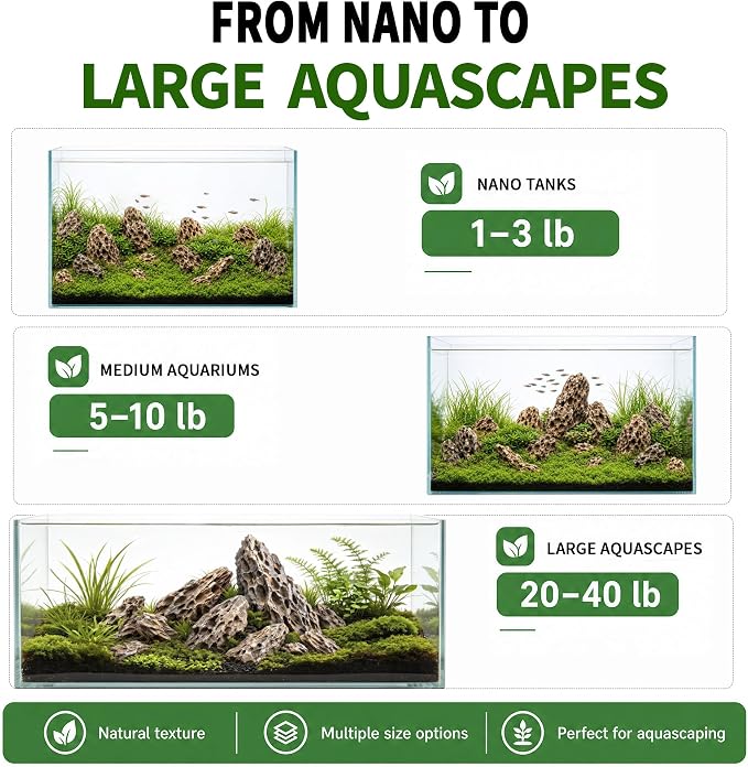 Dragon Stone Aquascaping Rocks, 3 lb (2-6"), Aquarium Stone Set | Beginner-friendly aquascaping • Easy layout building • Natural porous texture • Ideal for planted tanks