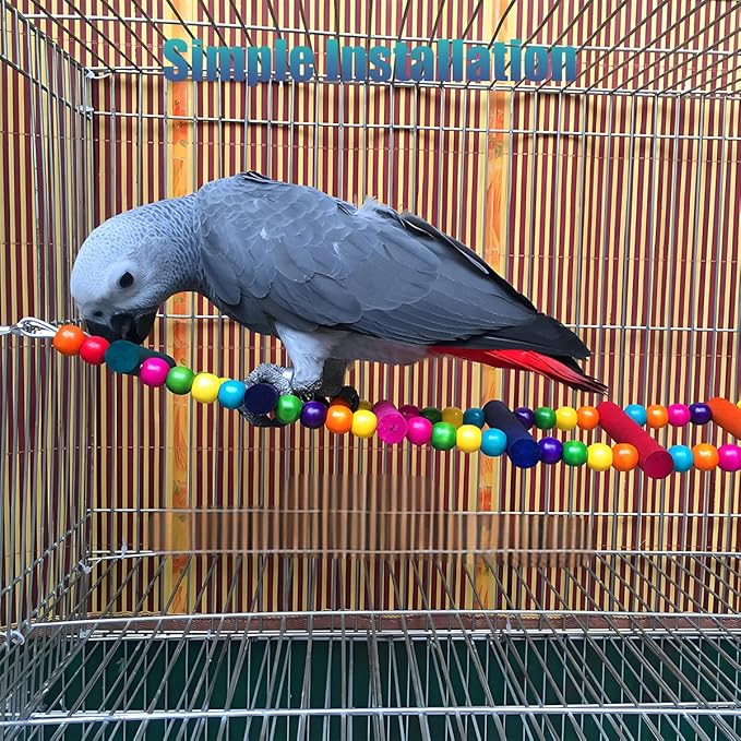 Bird Toys for Parrots Parrot Bridge, Swing Toys, and Ladders for Macaws, African Greys, Budgies, Cockatiels & Parakeets - Wooden Bird Ladder and Swing Toys for Play and Training (25Inch - 10 Ladders)