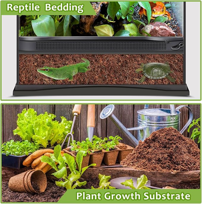 Riare 1 Pack Natural Coconut Fiber Substrate, Coco Coir Reptile Bedding | Coconut Husk Reptile Substrate for Tortoises, Hermit Crabs, Snakes, Bearded Dragon, Geckos, Reptile Enclosure/Terrarium Setup