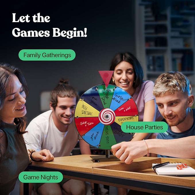 T-SIGN 12 Inch Heavy Duty Spinning Prize Wheel - 10 Slots Color Tabletop Roulette Spinner Wheel of Fortune - Spin The Wheel with Dry Erase Marker and Eraser Win The Fortune Spin Game for Trade Show