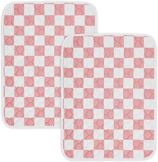 2 Pack Pink Checkered Washable Pee Pads for Dogs, Checkered Reusable Dog Pee Pads, for Puppy Playpen, Crate, Whelping Box, Potty Training, Cute Aesthetic Absorbency, Leak-Proof Non-Slip