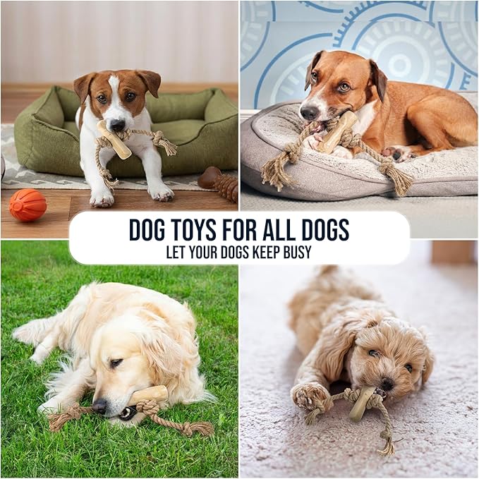 Coffee Wood Dog Chew Large Made of Real Coffee Woods and Hemp Rope - 100% Natural - Natural Dog Chew Toys