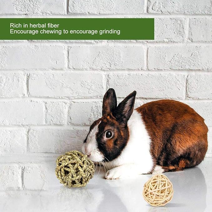 ANDES Rabbit Chew Toys, Pet Bunny Tooth Chew Toys Organic Natural Apple Wood Grass Cake Ideal for Bunny, Chinchilla, Guinea Pigs, Hamsters Teeth Grinding, Bird Exercise Molar (13PCS)