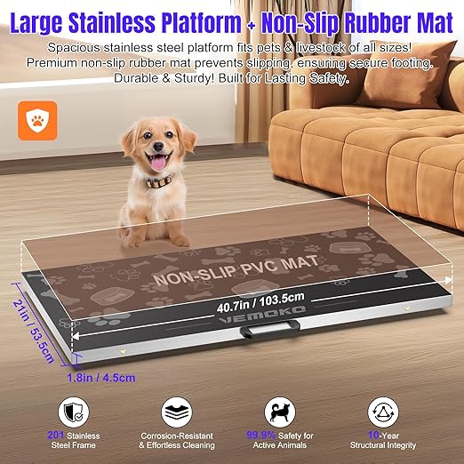 Precision Large Dog Scale - 1100lb x 0.2lb Large Breed Animal Livestock Weight Scale, Pet Scale PVC Non-Slip Mat Stainless Steel Platform for Dogs (Smooth Platform)