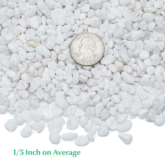 Mr. Fireglass 10 lbs White Pebbles,1/5" Natural Decorative River Rocks Aquarium Gravel for Indoor Plants, Vases, Succulents and Outdoor Garden Landscaping (Pack of 2)