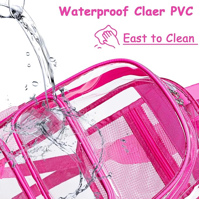 CAMTOP Clear Backpack Heavy Duty Transparent Bag See Through BookBag for Student School Work Festival Sport Travel (Hot Pink)