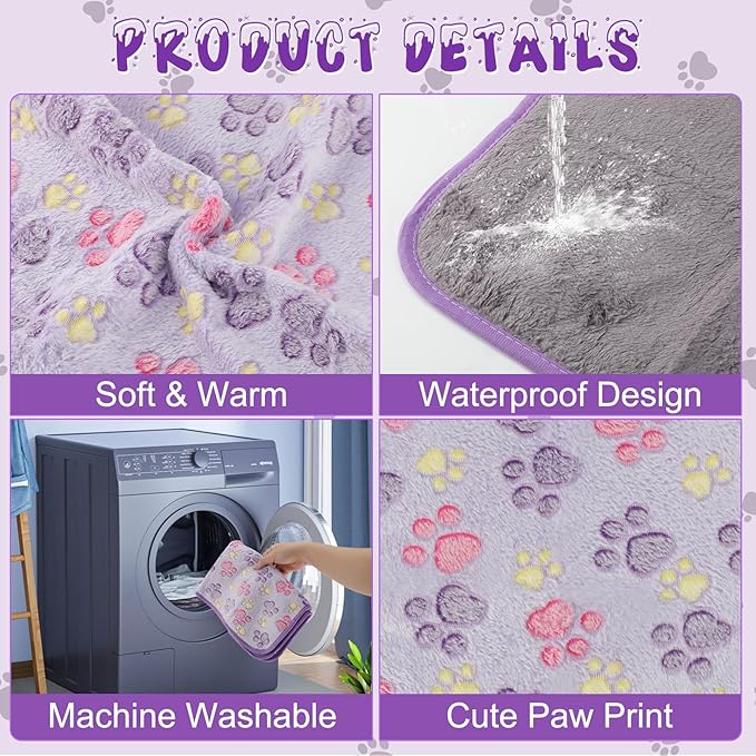 YUEPET Waterproof Guinea Pig Blankets Washable 6 Pack Small Animal Fleece Cage Liners Pet Soft Sleep Mat Pad Cover Warm Flannel Throw for Hamster Guinea Pig Rabbit Chinchilla Hedgehog Ferret 48"×24"