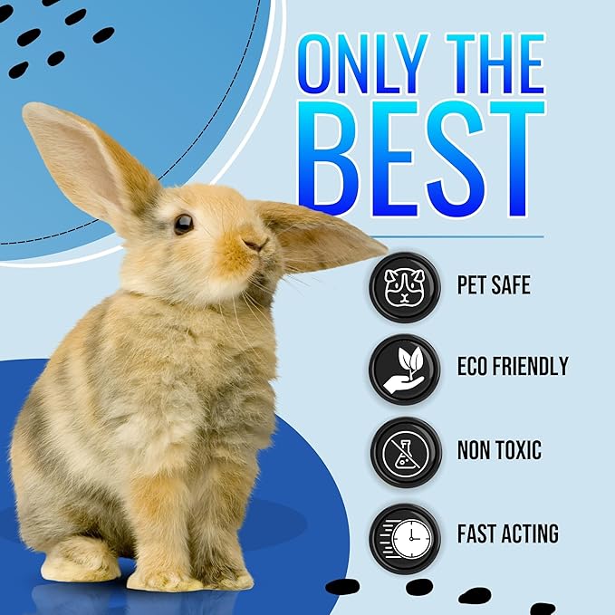 Rabbit Cage Cleaner Spray (32oz) – Bunny Cage Cleaner & Deodorizer – Odor Eliminator for Small Animal Cages – Pet Safe, Non-Toxic – Fast Drying – Made in USA