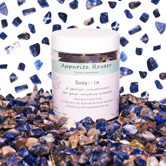 Natural Sodalite Crystal Chips 1lb, 5-8mm Blue Gemstone Chips for Jewelry Making, Aquarium Decoration, Crafts, Resin Art and Home Decor