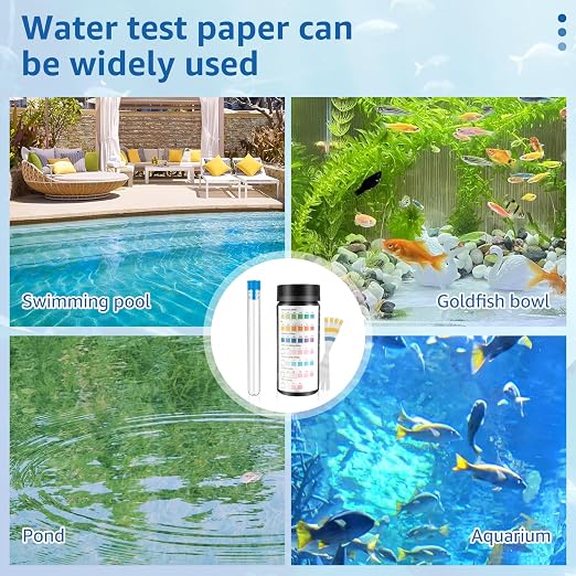 100Pcs Aquarium Test Strips, Water Testing Strips for Carbonate Root 7 in 1 Fish Tank Test Kit pH Hardness Total Chlorine Free Chlorine Nitrate Nitrite with Test Tube Fast Accurate Aquarium