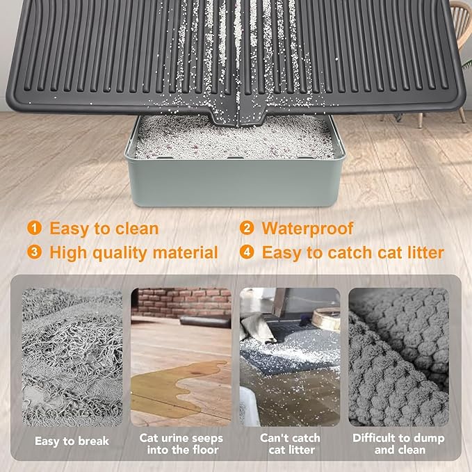 UPSKY Cat Litter Mat, Large Kitty Litter Trapping Mat Soft on Kitty Paws, Litter Box Mat Keep Floor Clean, 31" x 24" Waterproof and Washable Trapping Mats Catcher Pad for Scatter Control