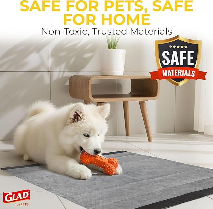 Glad for Pets Black Charcoal Puppy Pads - Super Absorbent Disposable Dog Pee Pads, Potty Training Pads, and Pet Supplies - Dog Pee Pads for Crate Training and Indoor Use 23" x 23" - 30 Count