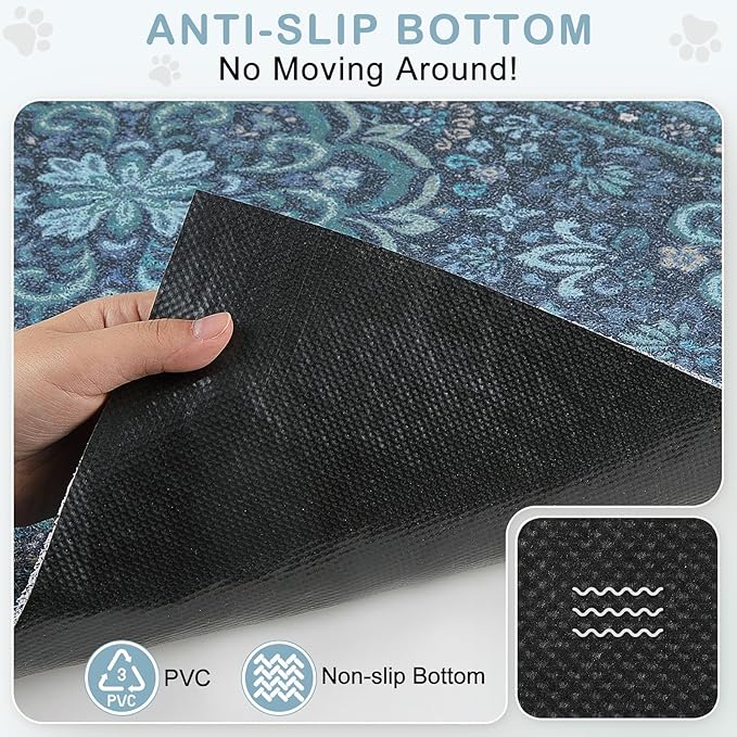 Unicorn Catcher Cat Litter Mat 24" x 15" Non-Slip Litter Box Mat Washable Litter Catcher Mat for Litter Box Indoor Food Mat Supplies Essentials,Navy Blue