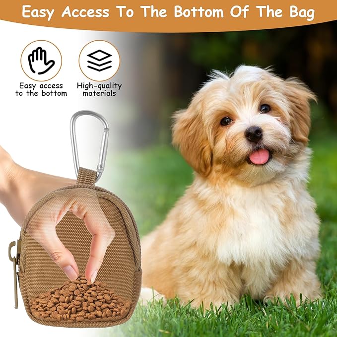 Tucnoeu 3 Pcs Dog Treat Pouch, Dog Training Reward Pouch,Waterproof Small Dogs Treat Bag for Leash,Reusable Dogs Treats Container with Carabiner,Zipper Closure to Avoid Spilling