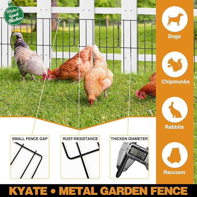 Animal Barrier Fence, 25 Panels 27ft(L) X 17inch(H) Dog No Digging Fence Barrier, Rabbit Ground Defense Blockers, Rustproof Metal Fence Border for Outdoor Garden Landscape Patio