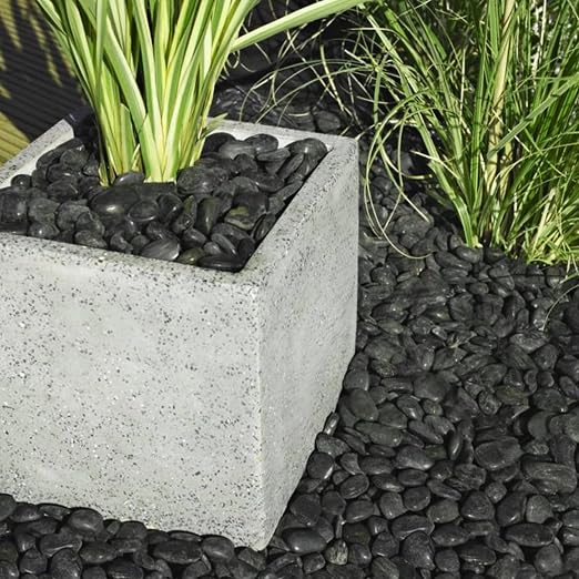 Black River Rocks for Plants 11.25 LB Small Decorative Pebbles 1"-1.5" Polished Stones Smooth Aquarium Gravel for Fish Tank Vases Indoor Planters Outdoor Landscaping Garden (180oz)