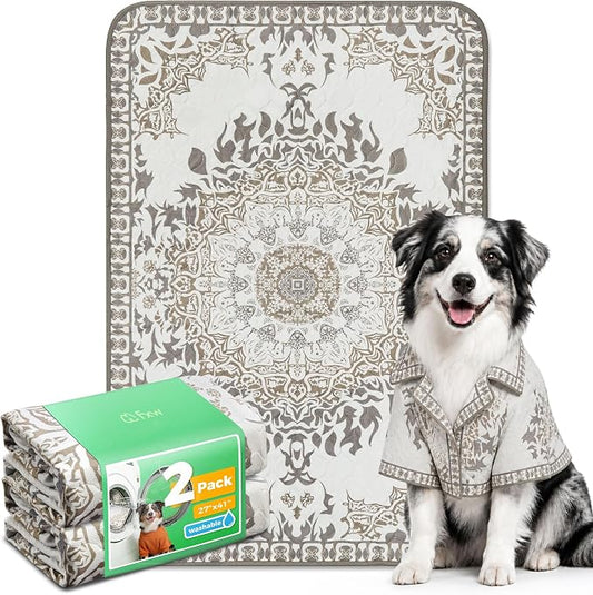 FXW Washable Pee Pads for Dogs, Puppy Pads with Super Absorbent, Specifically Designed for 42inch Cages, 27" x 41" Rectangle, Boho, 2 Packs