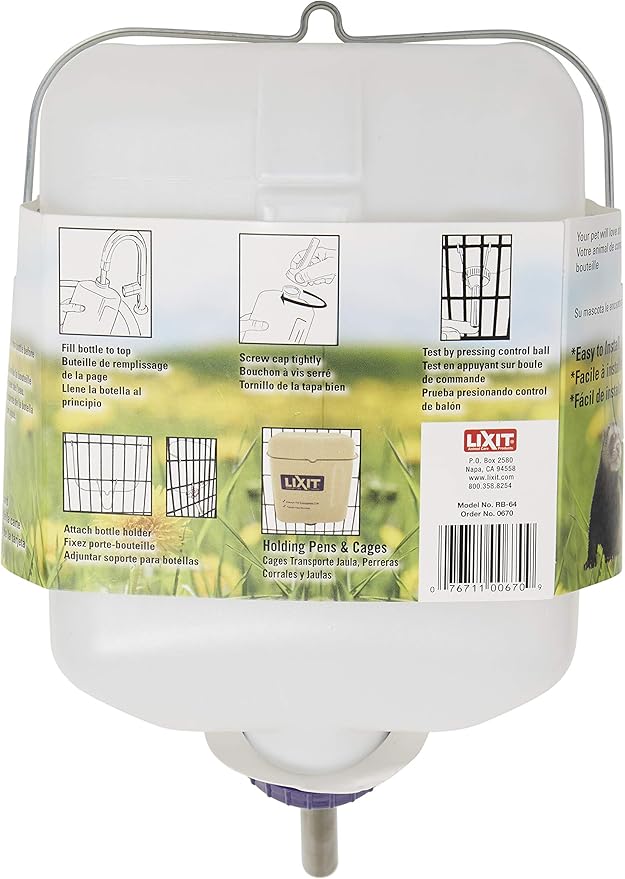 Lixit All-Weather Rabbit Water Bottle,64oz,(Pack of 12)