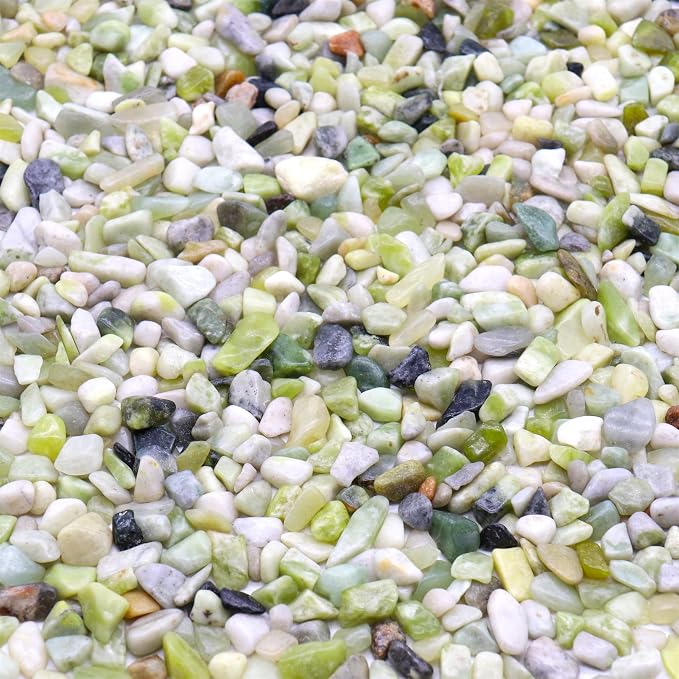 Green Jade Polished Rocks for Plants, Decorative Pebbles, 1/5 Inch, 5 lb