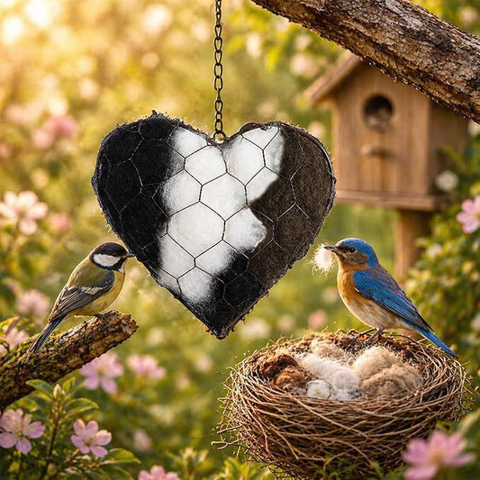 Alpaca Fiber Bird Nesting Heart – Natural Bird Nesting Material, Soft Alpaca Bird Nesting Heart for Outdoor Garden Birds & Nest Building Support