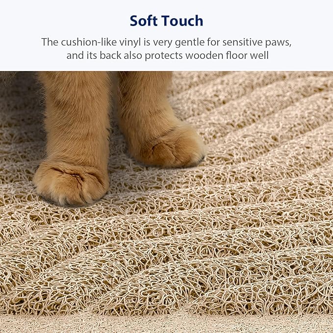 WePet Cat Litter Box Mat(No. 02-2), Kitty Premium PVC Pad, Durable Trapping Rug, Phthalate Free, Urine-Resistant, Scatter Control, XXL 47 x 36, Beige