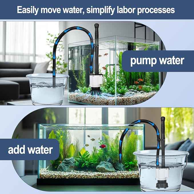AQQA Electric Aquarium Gravel Cleaner, 8 in 1 Fish Tank Vacuum | 480GPH 30W with Water Changer Sand Washer Filter Pump Oxygen Boost, Gravel Vacuum for Freshwater Saltwater Turtle Tanks