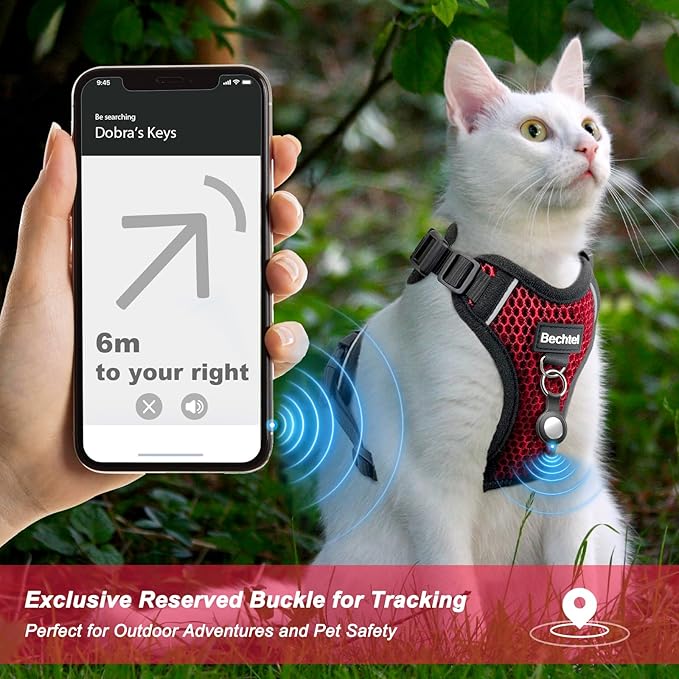Cat Harness and Leash for Walking Escape Proof Soft Adjustable Cat Leash Breathable Honeycomb Structure Comfortable Vest Easy to Wear Kitten Harness for Outdoor Travel, Honeycomb Red, M