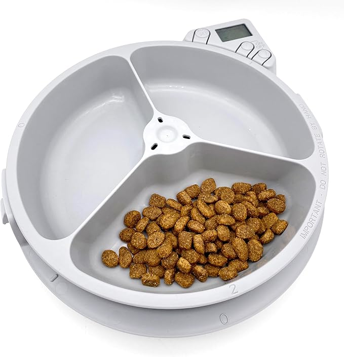 Cat Mate C300 Automatic 3 Meal Pet Feeder with Digital Timer (366) - for Cats or Small Dogs, for Wet and Dry Pet Food, Meals up to 0.73 lb Each, White