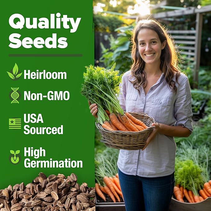 HOME GROWN Tendersweet Carrots Seeds 6000+ Heirloom Non-GMO Seeds for Planting, High Germination,Sweetest Coreless Root Vegetable,Crunchy Summer Garden,Great for Canning (Daucus carota subsp. sativus)