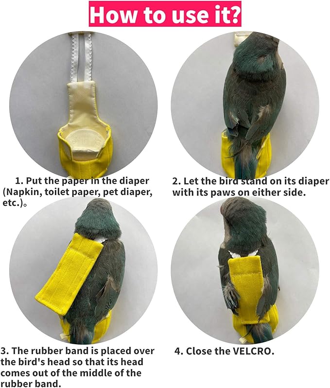 Parrot Bird Diapers, Birds Flight Suit, Parrot Clothes, Pet Animal Costumes, Bird Clothes, Cockatiel Bird Diaper, Pet Bird Diapers, Parrot Flight Suit, Bird Parrot Clothes (Yellow, XL)