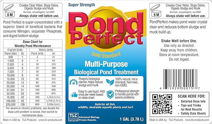 PondPerfect Natural Pond Bacteria Treatment – Liquid Formula for Pond Maintenance – Safe for Fish & Koi – Easy Dosing – 1 Gallon
