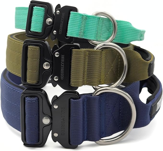 Heavy Duty Dog Collar, Tactical Dog Collar, Dog Collars for Medium Dogs, Waterproof Dog Collar, Dog Training Collar, Quick-Release Metal Buckle, Adjustable Sizes – BULLYBREED (Olive Green, Medium)