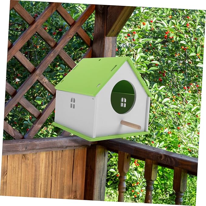 Pet Bird House for Parrots - Light Green Parrot Nest and Feeding House - Durable PVC Bird Feeder Cage for Garden Decor and Nesting