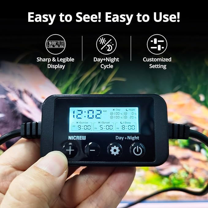 NICREW C10 Plants LED Aquarium Light, 12-18 in, 9 Watts, Full Spectrum Fish Tank Light with Timer, Day and Night Cycle, Brightness Adjustable