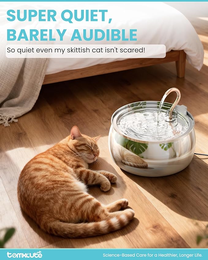 Tomxcute Swan Neck Cat Water Fountain - Elegant Swan Neck Copper Spout Design Cat Fountain for Drinking, 4.0L Large Capacity Ultra Quiet Kitty Drinking Fountain for Cats, Small Dogs, Multiple Pets