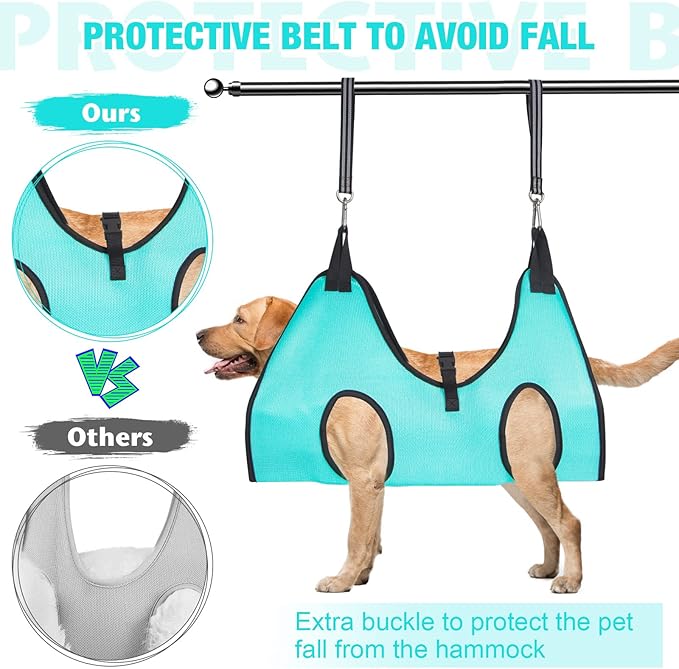 ATESON Dog Grooming Hammock - Upgrade Pet Grooming Harness for Nail Trimming (M 40lb), Dog Sling for Nail Clipping, Dog Hanging Holder Hanger for Cutting Nail with Nail Clippers