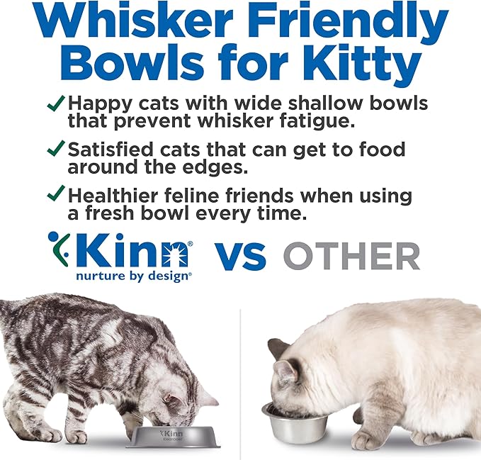 Kinn Whisker Fatigue Cat Bowl Compostable & Disposable for Food or Water, 24oz (50 Refills), Whisker Friendly Cat Dish for Owners Needing Convenience and Cleanliness in a Pet Saucer