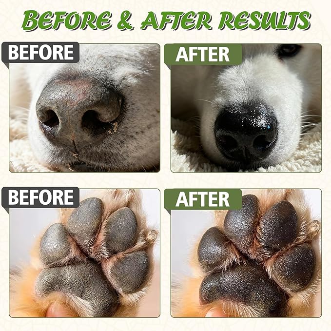 Dog Paw Balm & Nose Balm, Lick-Safe & Moisturizing | All-Natural Moisturizer & Soother for Dry | Deep Repair for Dry, Cracked Paws | Horse Hoof and Joint Care Friendly (Value Size 2.12oz)