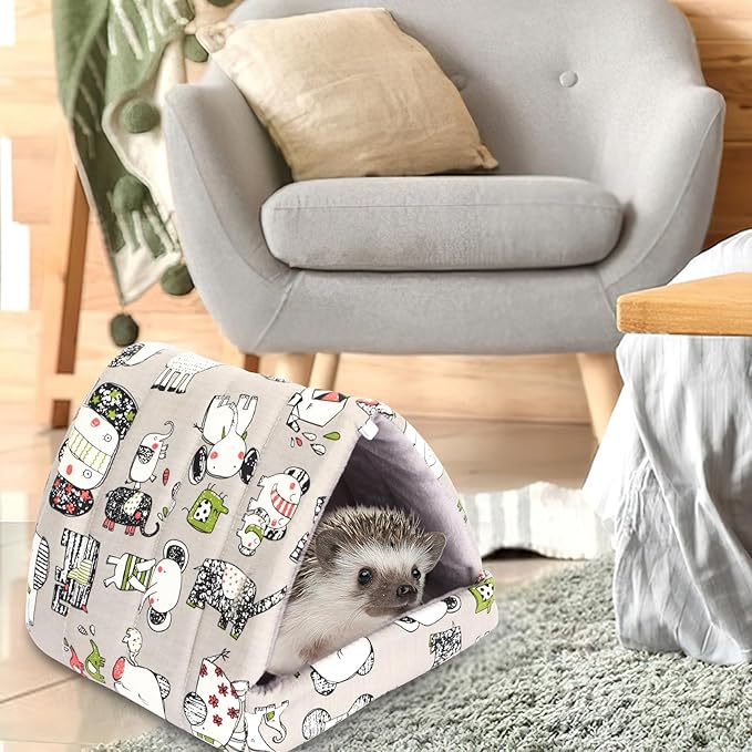 UPINS 2 Pack 9.8 inches Guinea Pig Bed, Guinea Pig Hideout Washable Small Animal House Cage Accessories for Dwarf Rabbits Chinchillas Hamsters Hedgehogs Ferrets Bearded Dragons and Rats