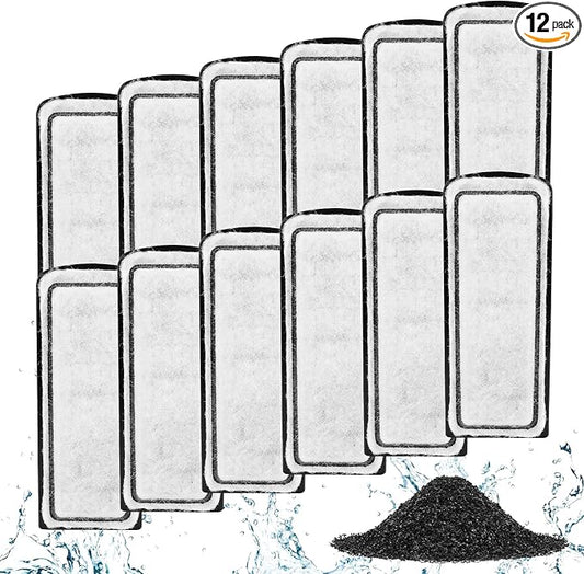 AQQA 12 Packs Aquarium Filter Cartridges with Activated Carbon | Remplacement Fish Tank Filters Cotton