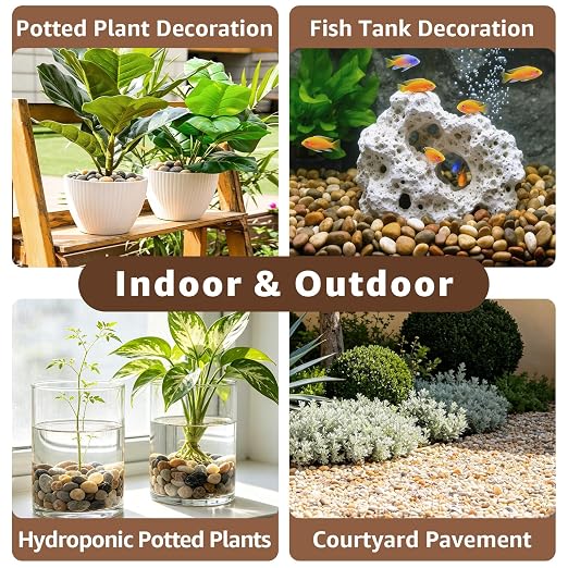 43lbs Drainage Rocks, 2/5''-4/5'' Small Pebbles, Aquarium Gravel | Water-Washed Natural Finish, Hand-Picked, for Plants, Fish Tank, Garden, Paving, Fountain, Walkways and Outdoor Landscaping