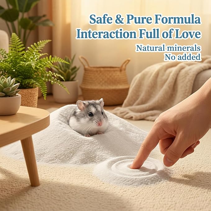 Sukh 47OZ Hamster Sand Bath - Fine Desert Sand Hamster Bedding Reptile Silica Sand Gerbil Hideout for Hamster Squirrel Guinea Pig Rabbit Chinchillas Gerbil Syrian Mice Small Animals Small Pets