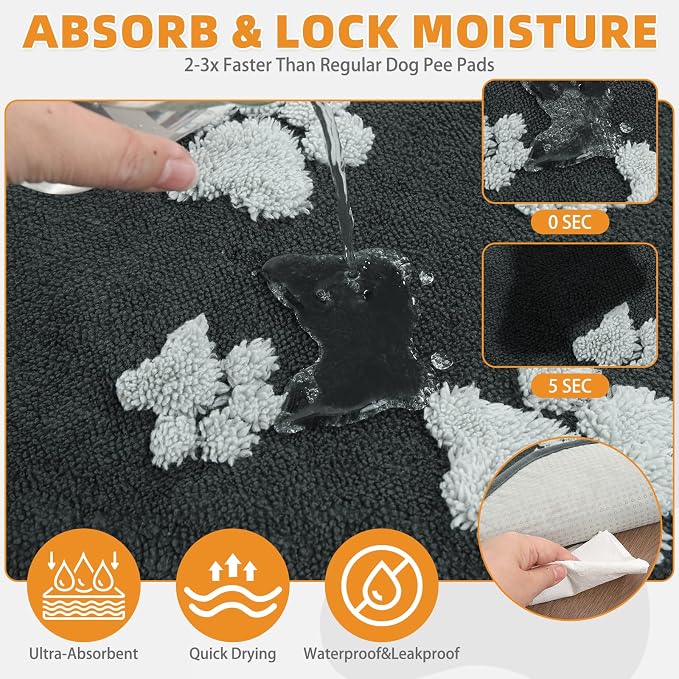 KOOLTAIL Washable & Waterproof Dog Whelping Pad for Large Dogs, 36x41in Super Absorbent & Soft Warm Plush Puppy Pads Potty Training, Quick Dry Reusable Pet Mats for Whelping Box Supplies,Playpen,Crate