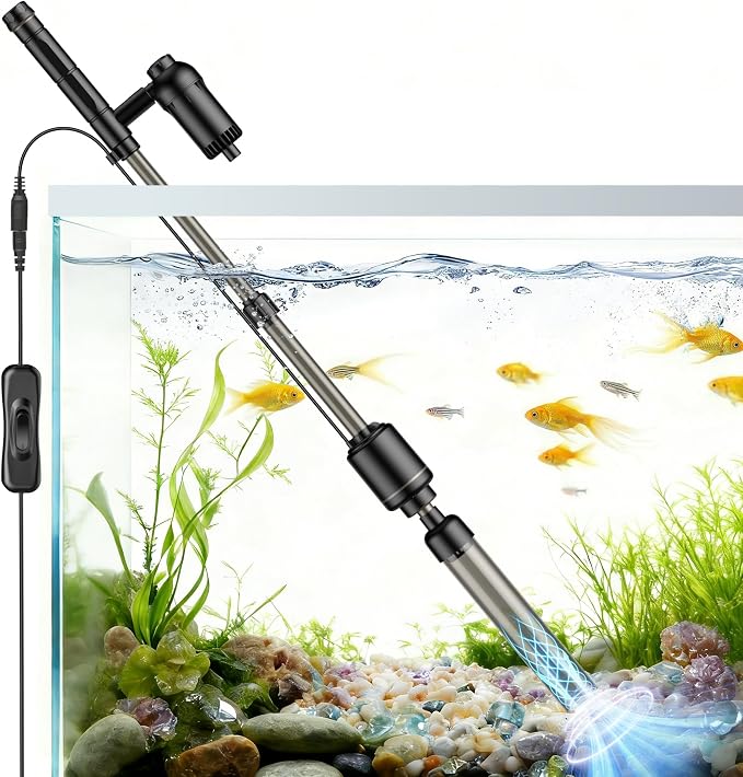 AKKEE Aquarium Vacuum Gravel Cleaner, 18W Electric Fish Tank Cleaner Vacuum, 6 in 1 Multifunctional Aquarium Cleaner for Automatic Water Change, Wash Sand, Water Circulation and Timed Off