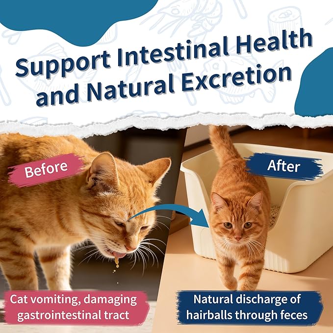 Hairball Paste for Cats, 4.23 oz/120 g, Contains Chicken, Fish Oil, Inactivated Probiotics, Taurine, Promotes Intestinal Peristalsis & Digestion, Passes Hairballs Naturally, Reduces Vomiting (2 Tube)