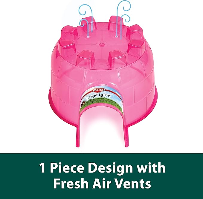 Kaytee Igloo Habitat Hideout For Pet Guinea Pigs, Ferrets, Dwarf Rabbits, Chinchillas, and Other Small Animals, Assorted colors, Large