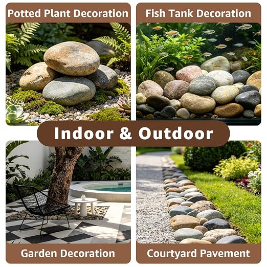 5lbs Natural Large River Rocks, 3"-4" Premium Pebbles, Decorative Stones | Water-Washed, Hand-Picked, for Fish Tank, Garden, Paving, Fountain, Walkways and Outdoor Landscaping Pathways, Backyard